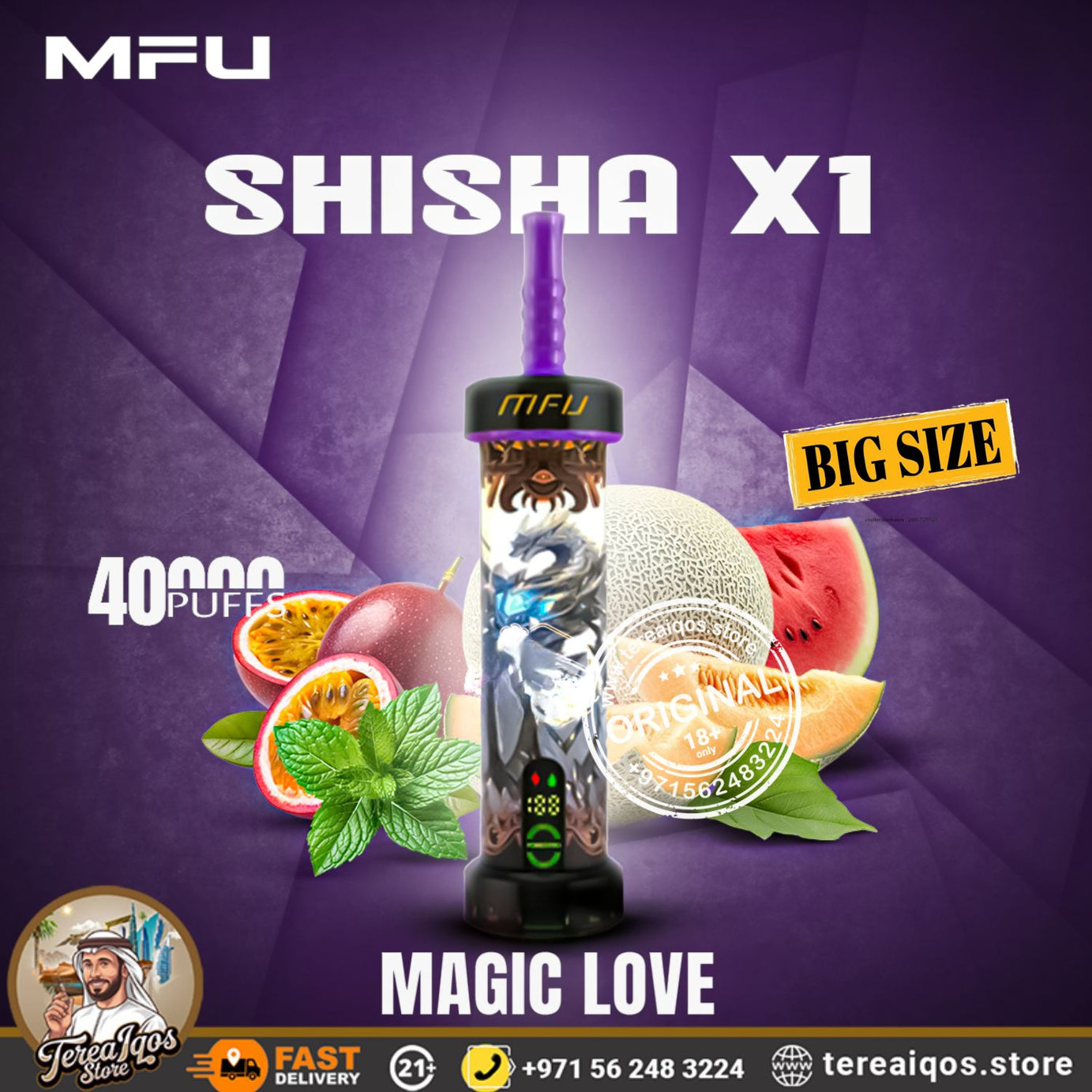 MFU Shisha X1 (40,000 Puffs) Disposable Vape Magic Love Flavor