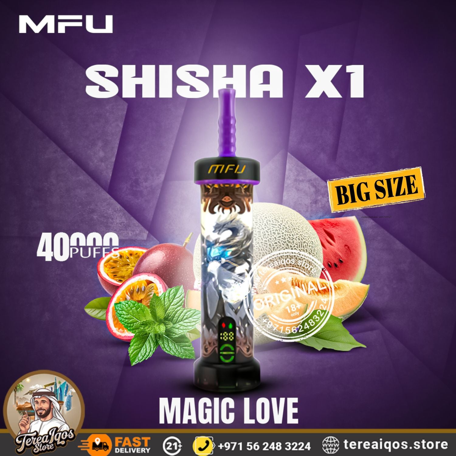 MFU Shisha X1 (40,000 Puffs) Disposable Vape Magic Love Flavor