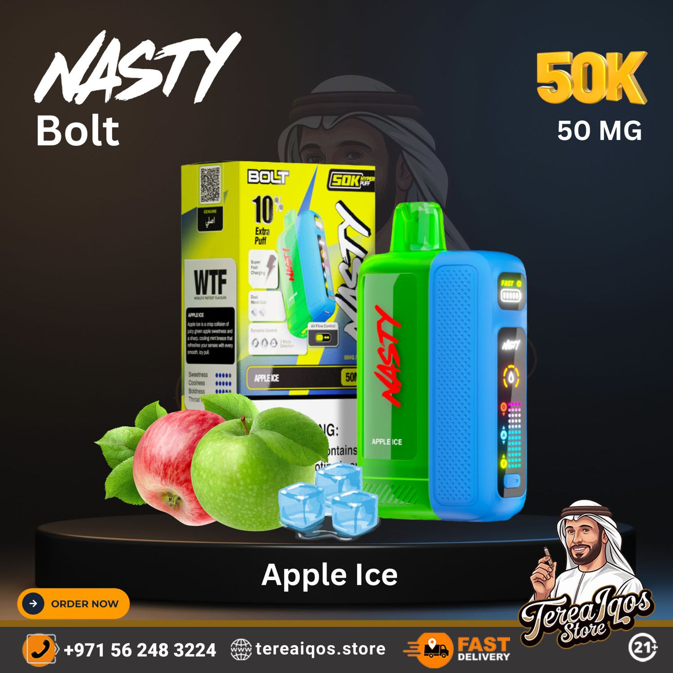 Nasty Bolt Hyperbeast 50000 Puffs Disposable Vape Apple Ice Flavor