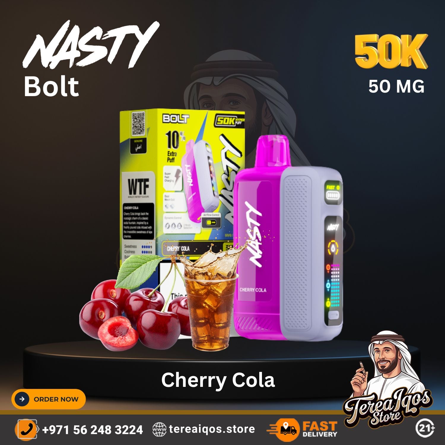 Nasty Bolt Hyperbeast 50000 Puffs Disposable Vape Cherry Cola Flavor