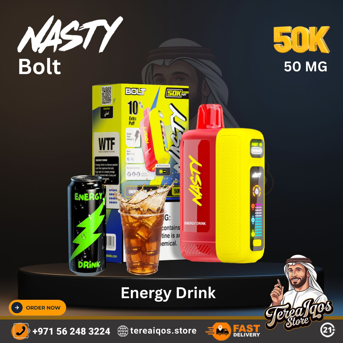Nasty Bolt Hyperbeast 50000 Puffs Disposable Vape Energy Drink Flavor