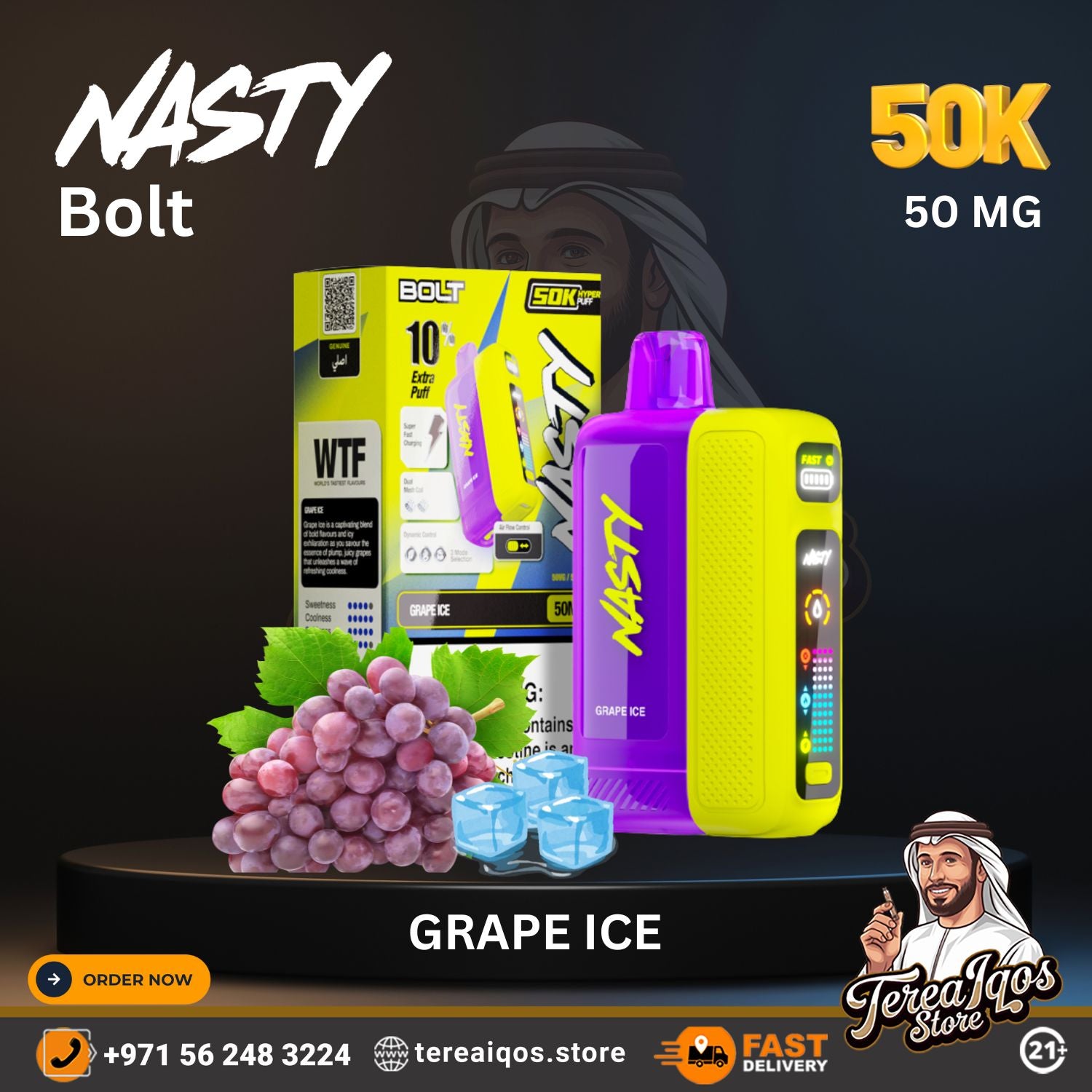 Nasty Bolt Hyperbeast 50000 Puffs Disposable Vape Grape Ice Flavor