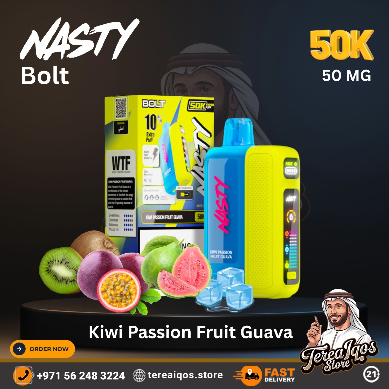 Nasty Bolt Hyperbeast 50000 Puffs Disposable Vape Kiwi Passion Fruit Guava Flavor