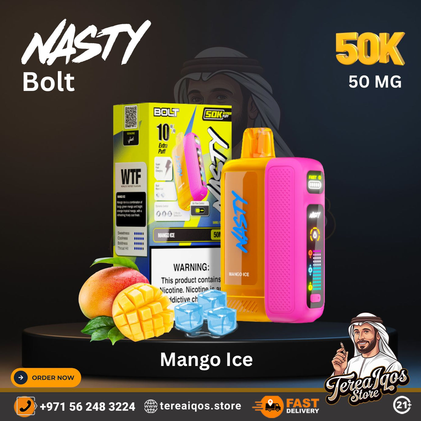 Nasty Bolt Hyperbeast 50000 Puffs Disposable Vape Mango ice Favor