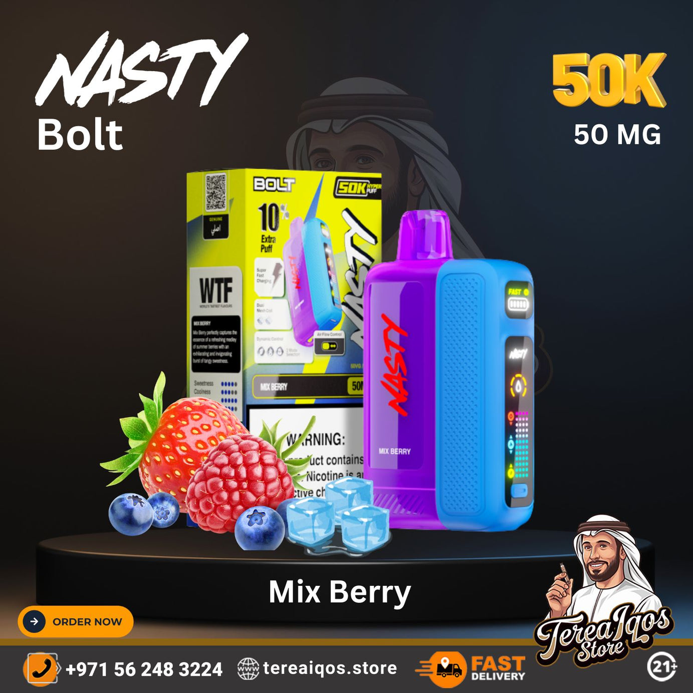 Nasty Bolt Hyperbeast 50000 Puffs Disposable Vape Mix Berry Flavor