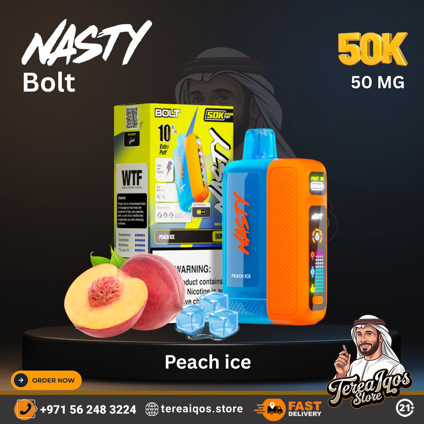 Nasty Bolt Hyperbeast 50000 Puffs Disposable Vape Peach Ice Flavor