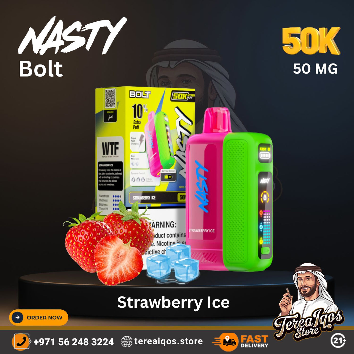 Nasty Bolt Hyperbeast 50000 Puffs Disposable Vape Strawberry Ice Flavor