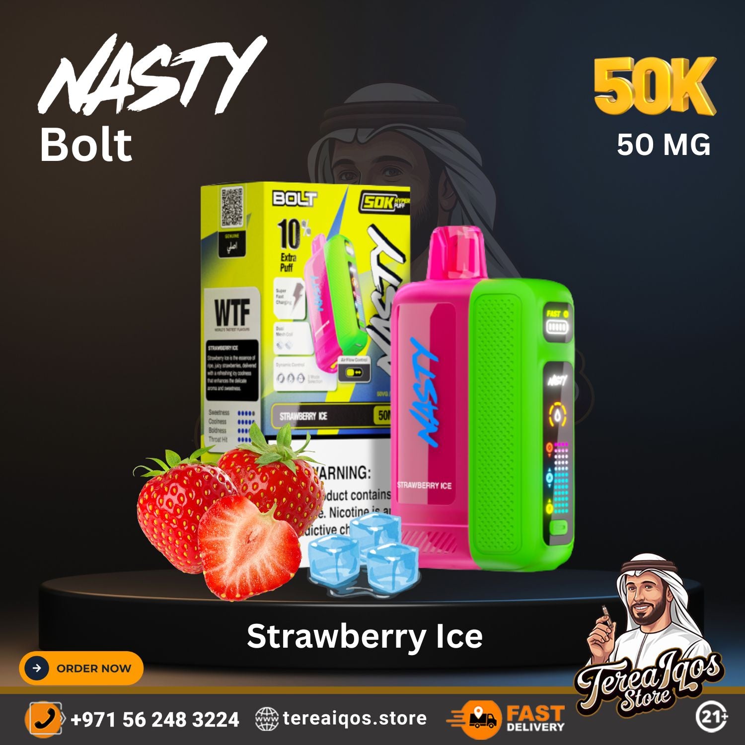 Nasty Bolt Hyperbeast 50000 Puffs Disposable Vape Strawberry Ice Flavor
