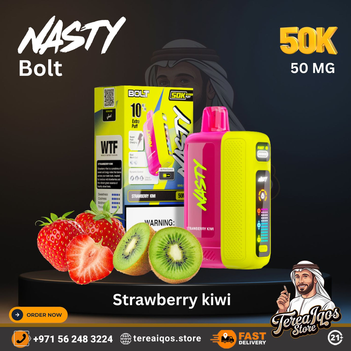 Nasty Bolt Hyperbeast 50000 Puffs Disposable Vape Strawberry Kiwi Flavor