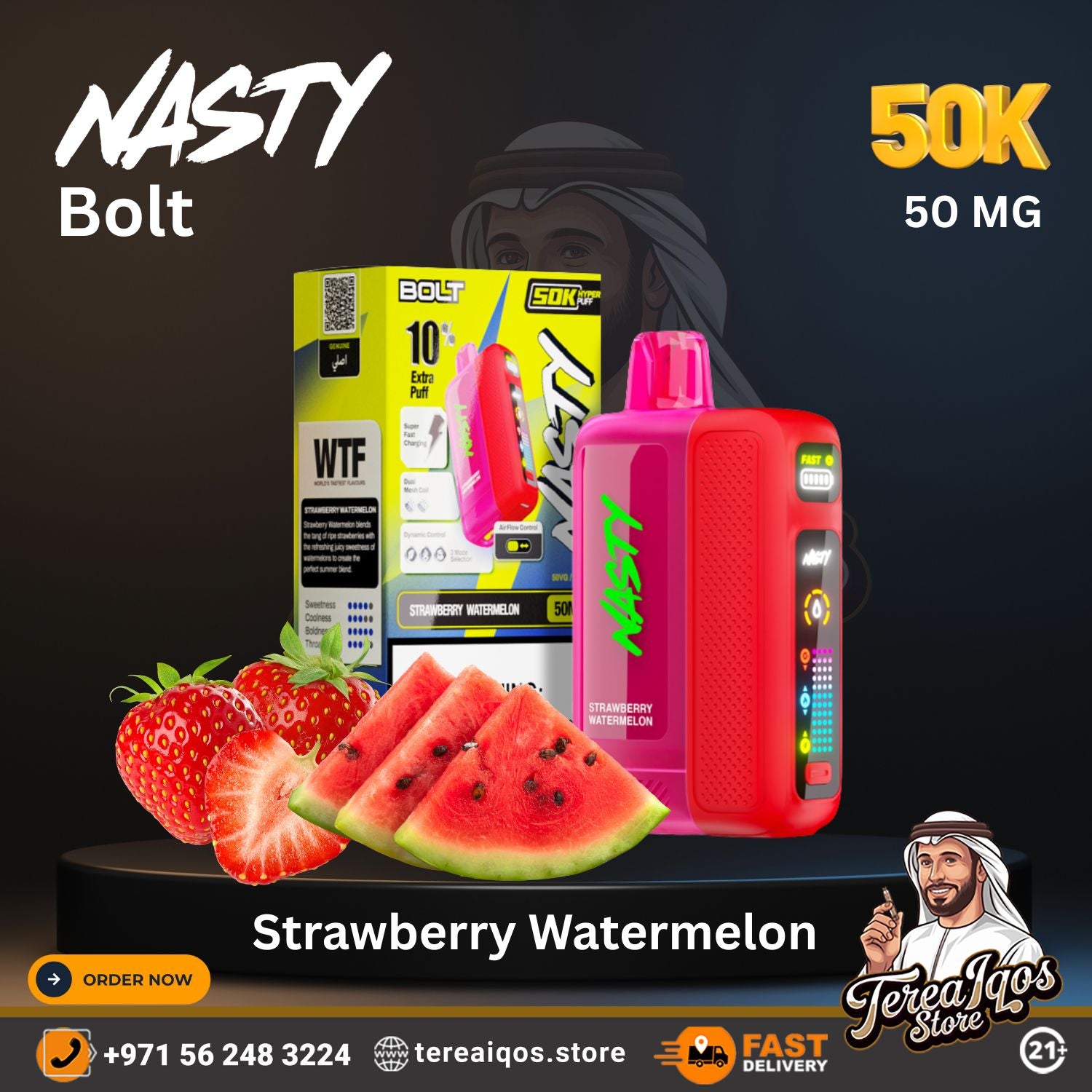 Nasty Bolt Hyperbeast 50000 Puffs Disposable Vape Strawberry Watermelon Flavor