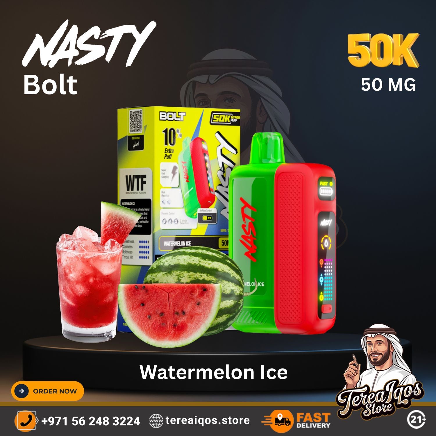 Nasty Bolt Hyperbeast 50000 Puffs Disposable Vape Watermelon Ice Flavor