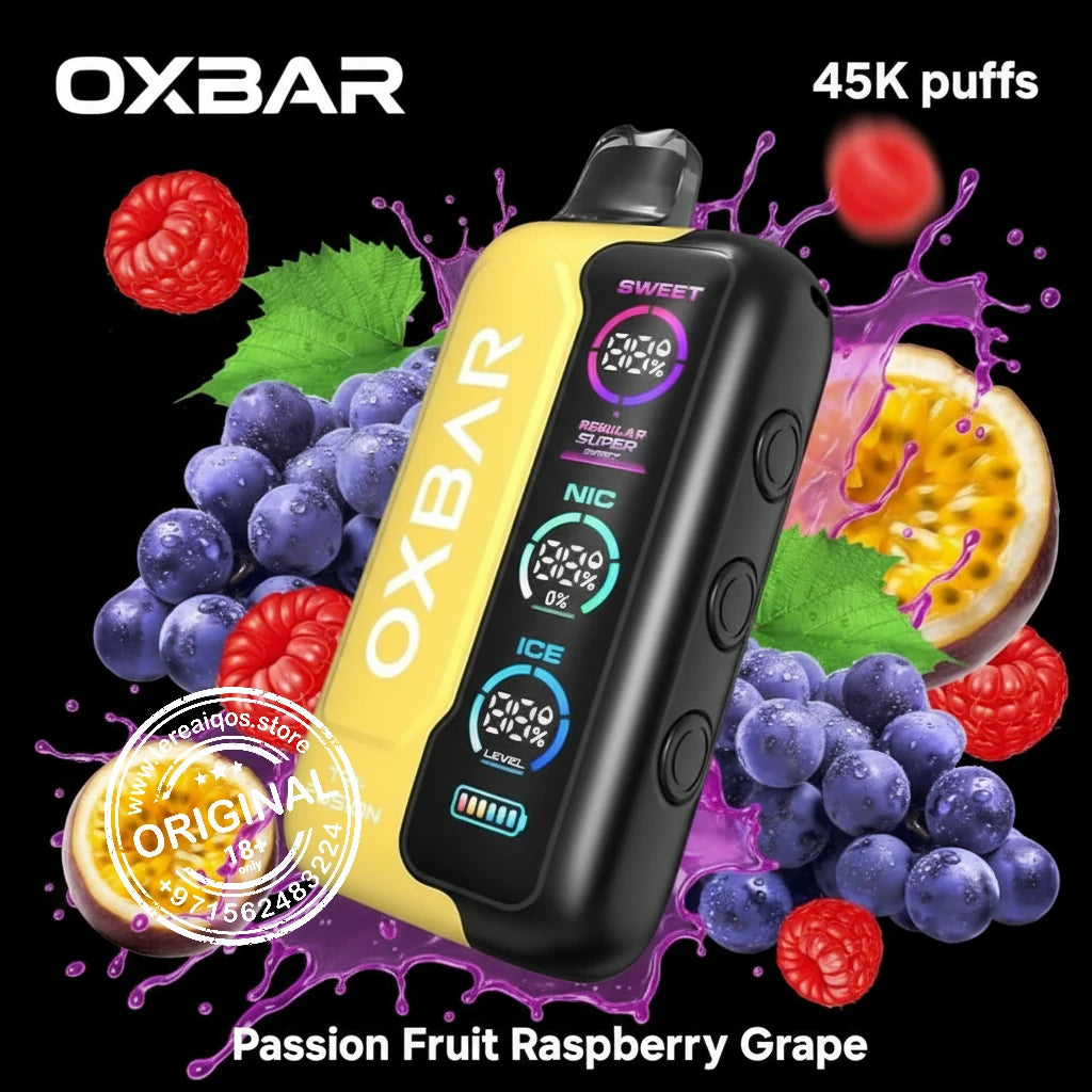 OXBAR Tri-Fusion 45000 Puffs Disposable Vape Passion Fruit Raspberry Grape flavor
