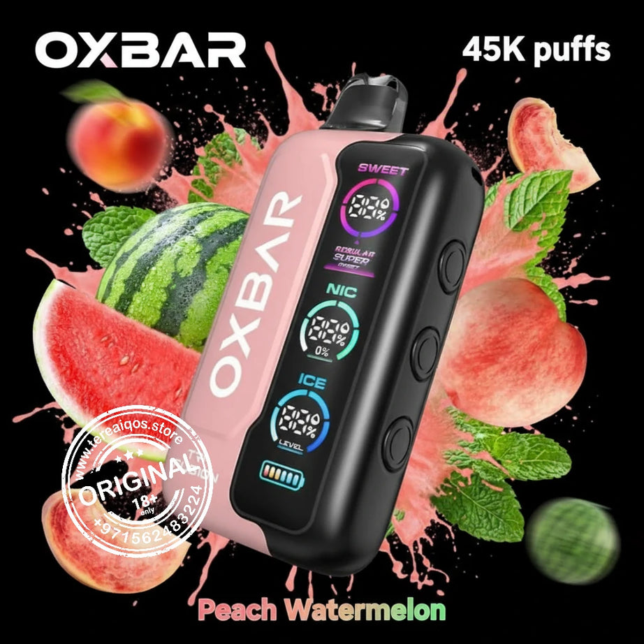 OXBAR Tri-Fusion 45000 Puffs Disposable Vape Peach Watermelon flavor