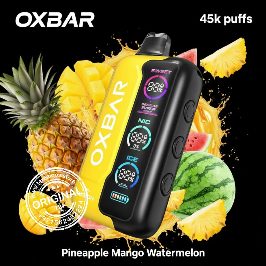 OXBAR Tri-Fusion 45000 Puffs Disposable Vape Pineapple Mango Watermelon flavor