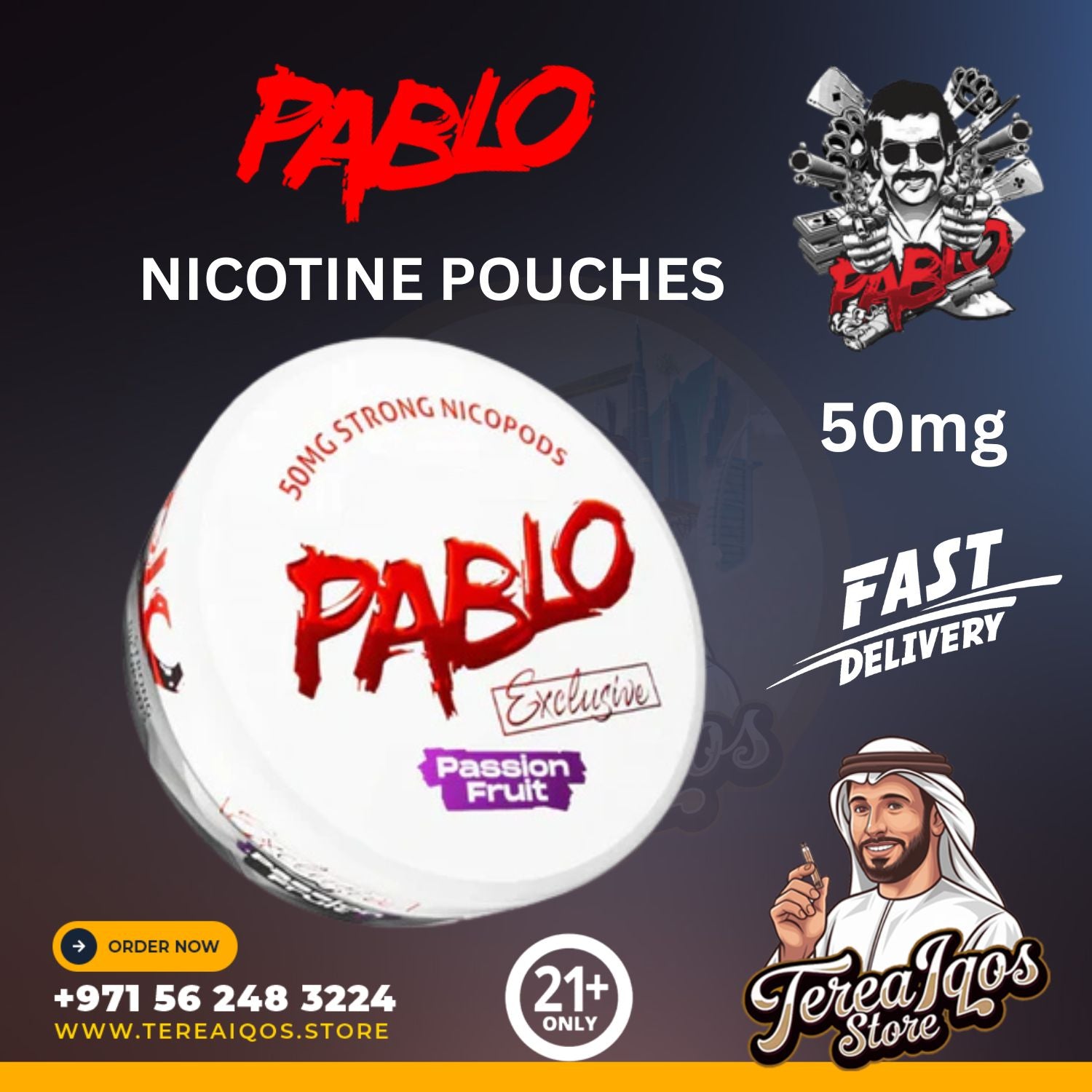Pablo Passion Fruit 50mg Nicotine Pouches in Dubai, UAE