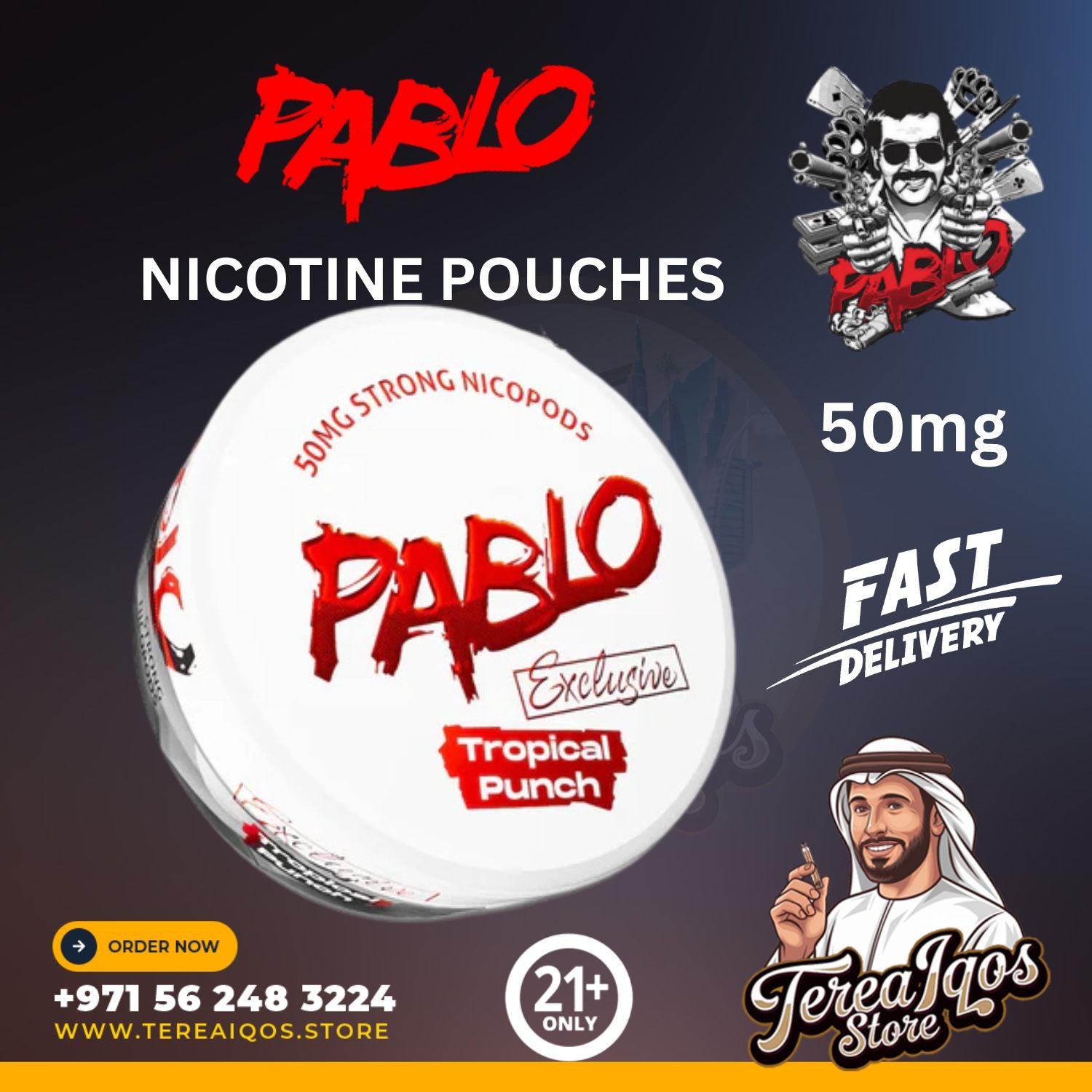 PABLO Exclusive Tropical Punch 50mg Nicotine Pouches in Dubai