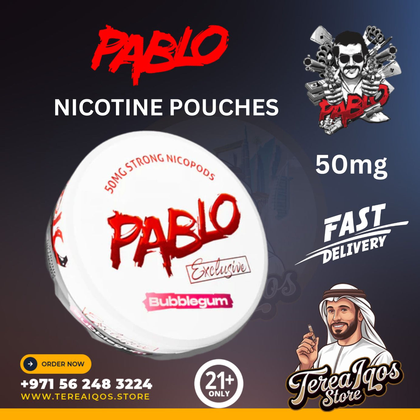 Pablo Bubblegum 50mg Nicotine Pouches in Dubai
