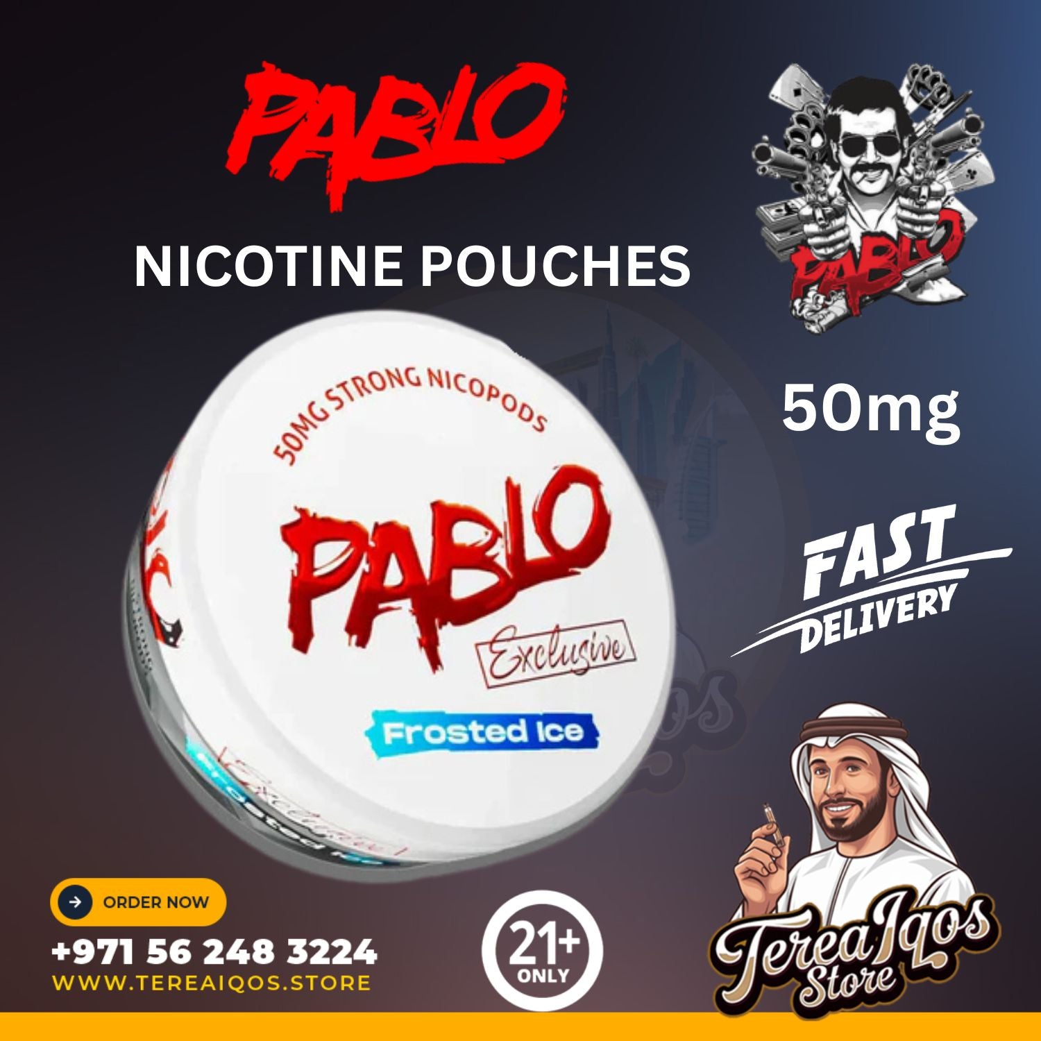 Pablo Frosted Ice Nicotine Pouches 50mg  in Dubai UAE
