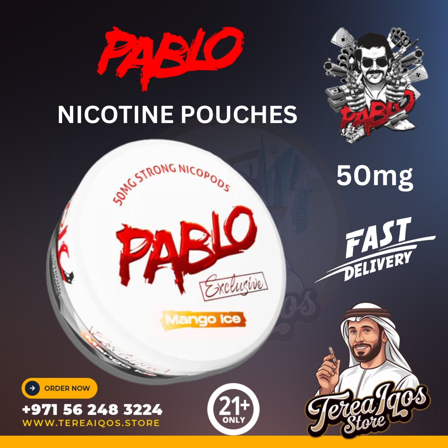 PABLO Mango Ice 50mg Nicotine Pouches in Dubai