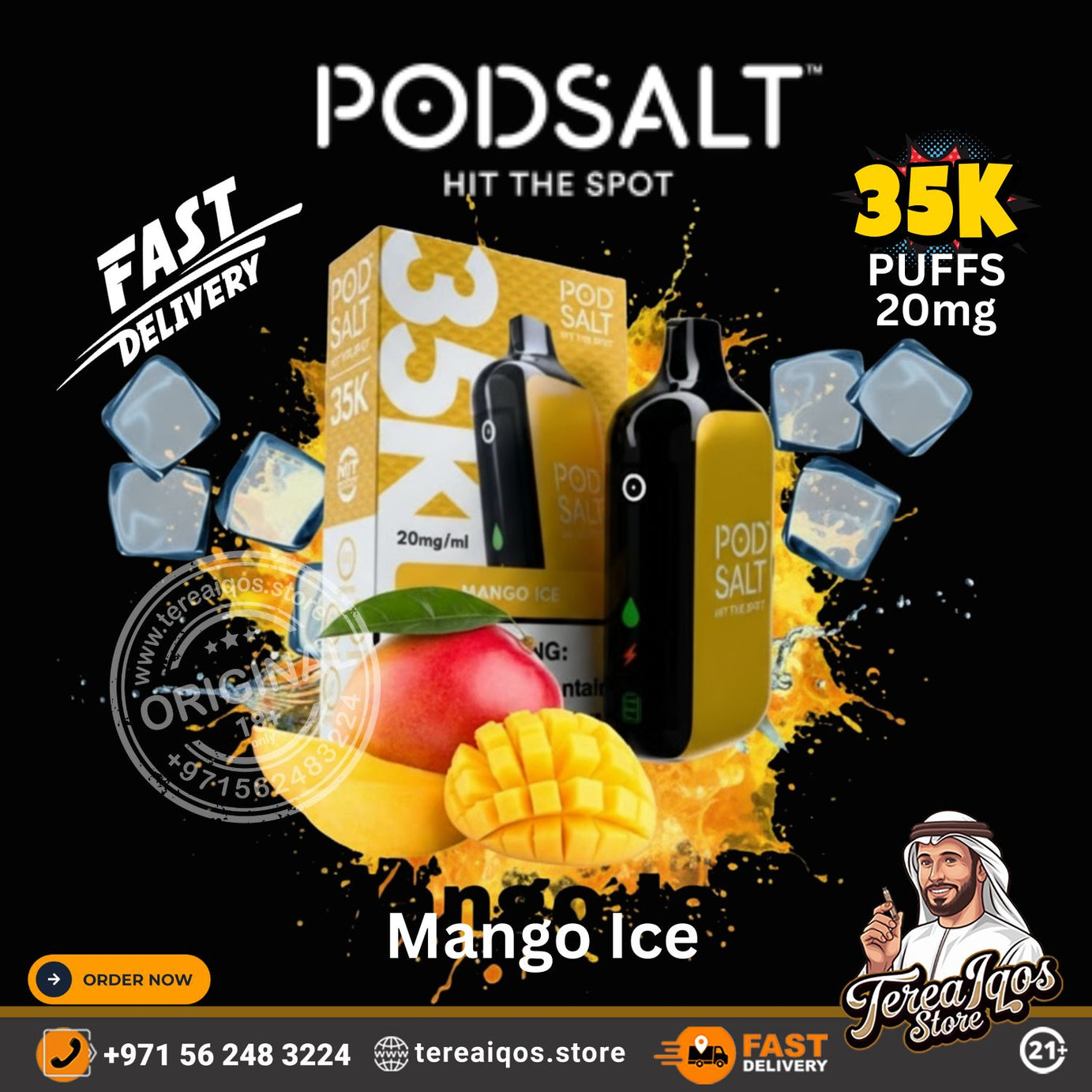 POD SALT 35000 Puffs Disposable Vape Mango Ice Flavor