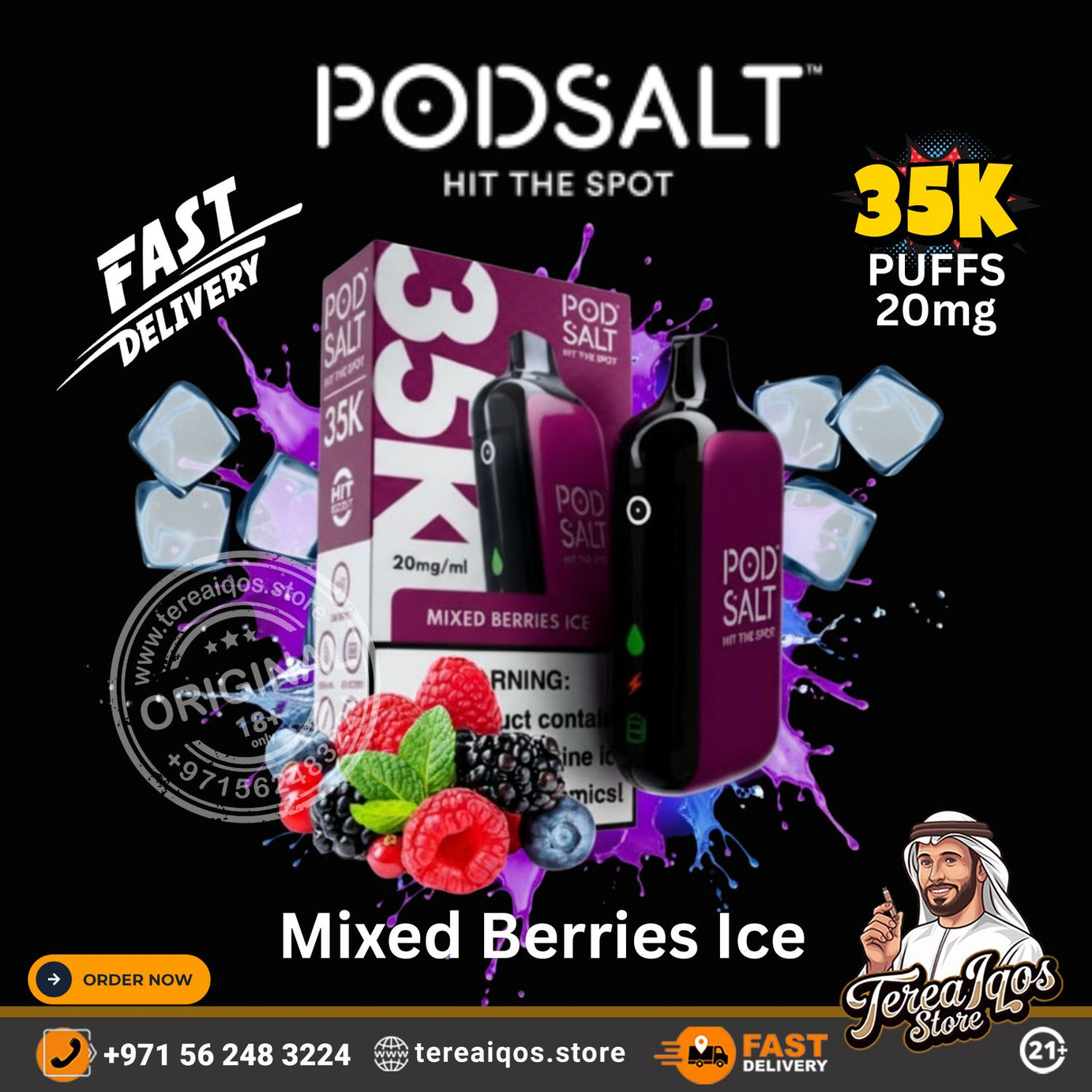 POD SALT 35000 Puffs Disposable Vape Mixed Berries Ice Flavor