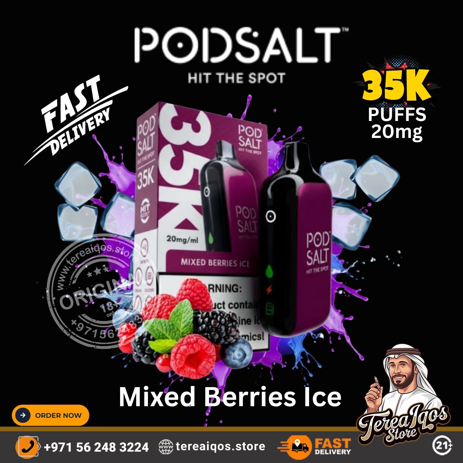POD SALT 35000 Puffs Disposable Vape Mixed Berries Ice Flavor