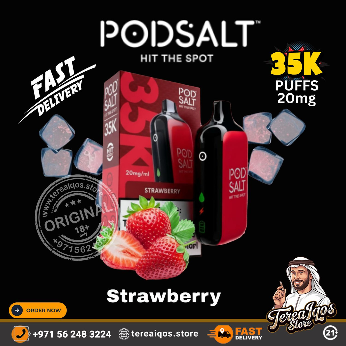 POD SALT 35000 Puffs Disposable Vape Strawberry Flavor
