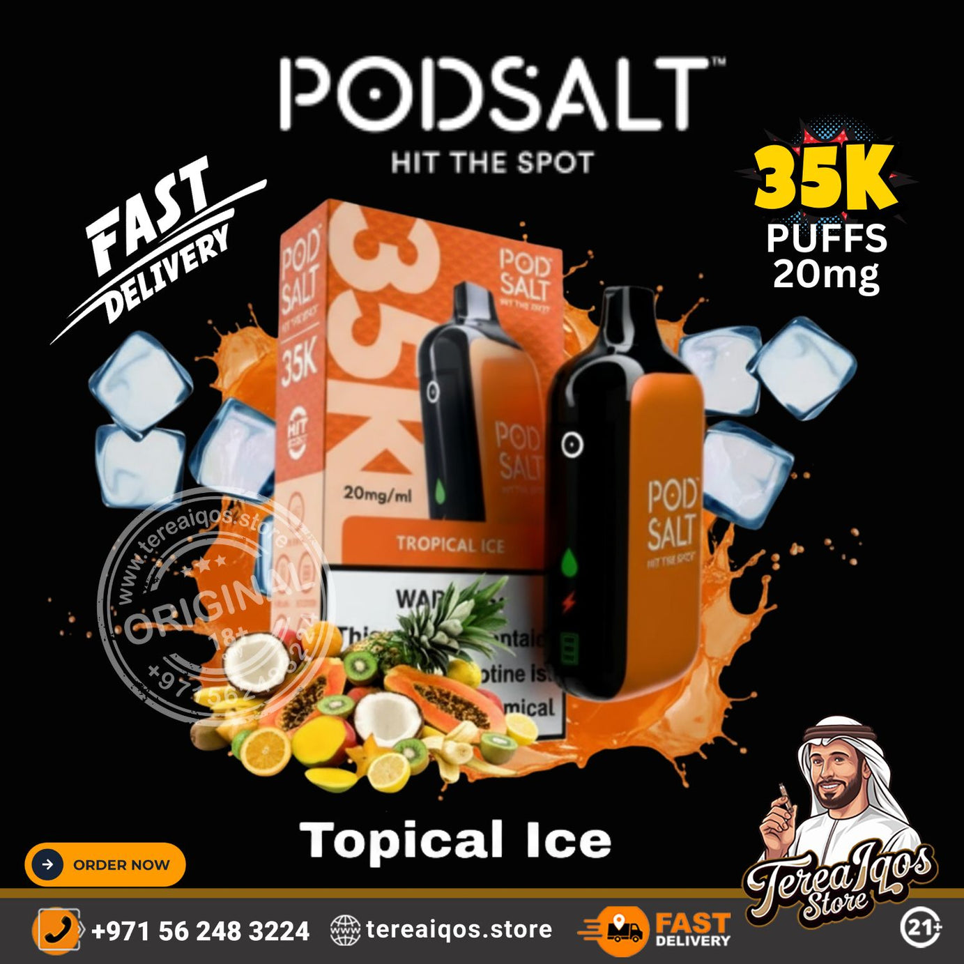 POD SALT 35000 Puffs Disposable Vape Tropical Ice Flavor