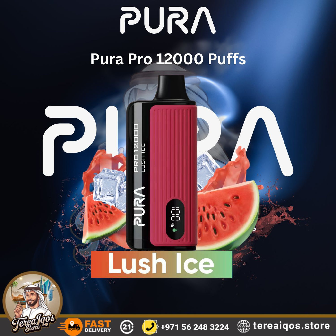 Pura Pro 12000 Puffs vape device with Lush Ice flavor