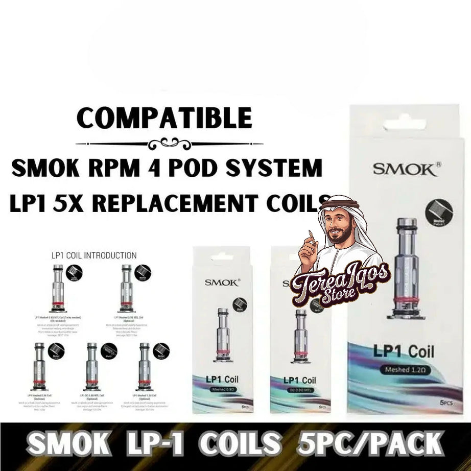 Smok LP-1 replacement coils packaging with branding, product details and Specifications.