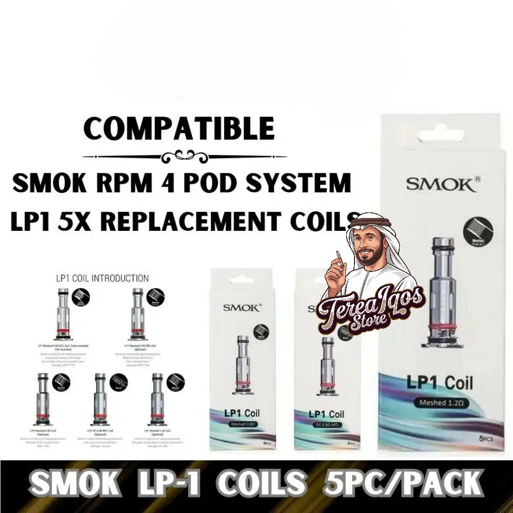 Smok LP-1 replacement coils packaging with branding, product details and Specifications.