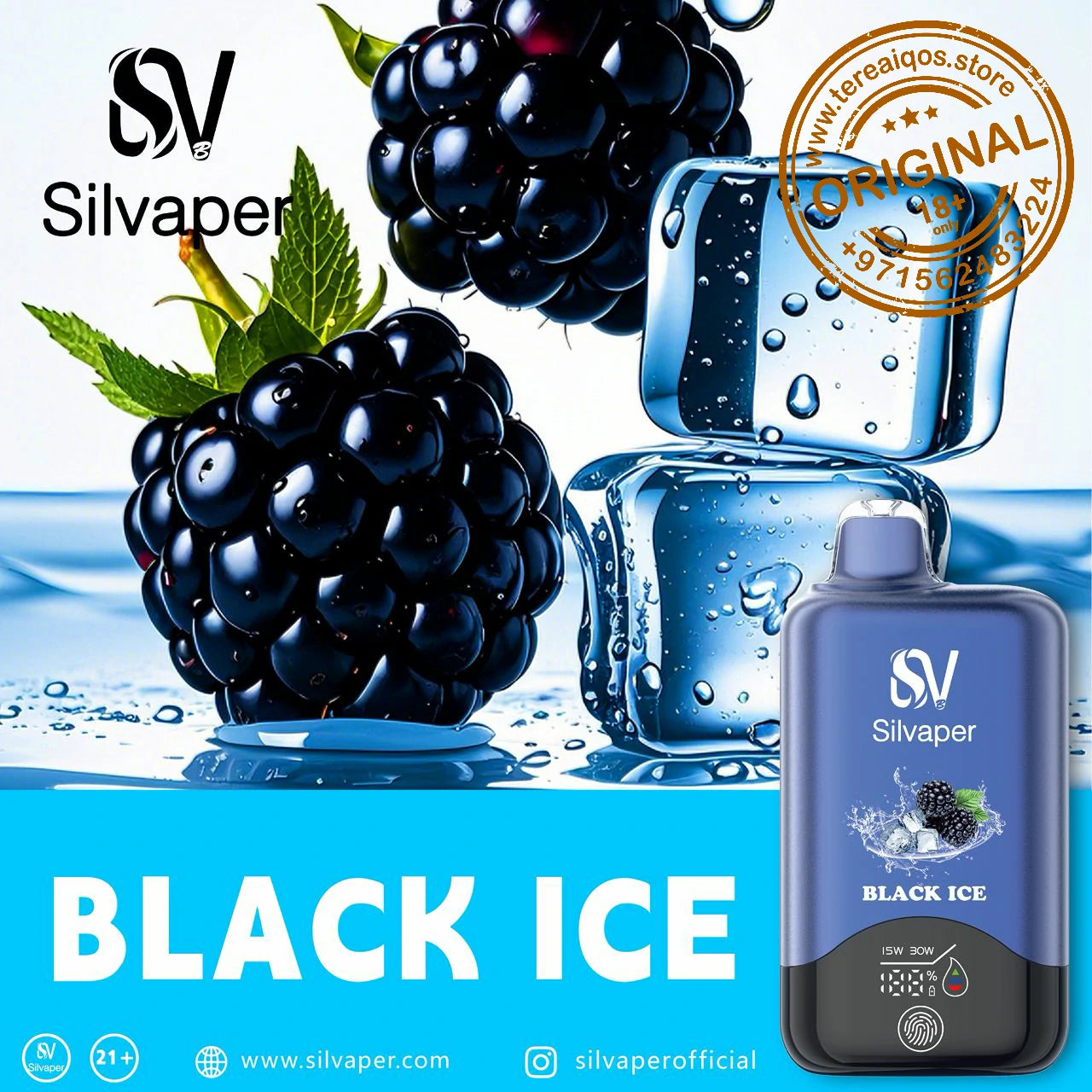 Silvaper 15000 Puffs Non-Rechargeable Disposable Vape Black Ice Flavor