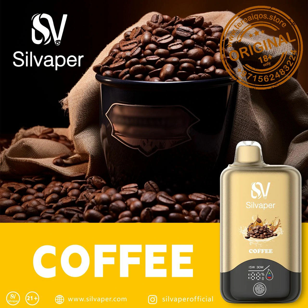 Silvaper 15000 Puffs Non-Rechargeable Disposable Vape Coffee Flavor
