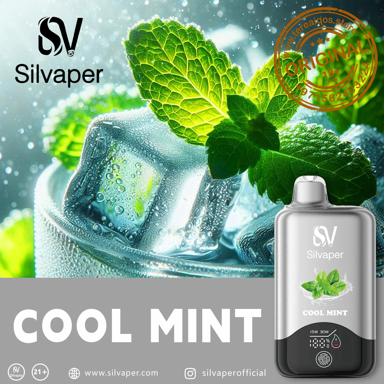 Silvaper 15000 Puffs Non-Rechargeable Disposable Vape Cool Mint Flavor