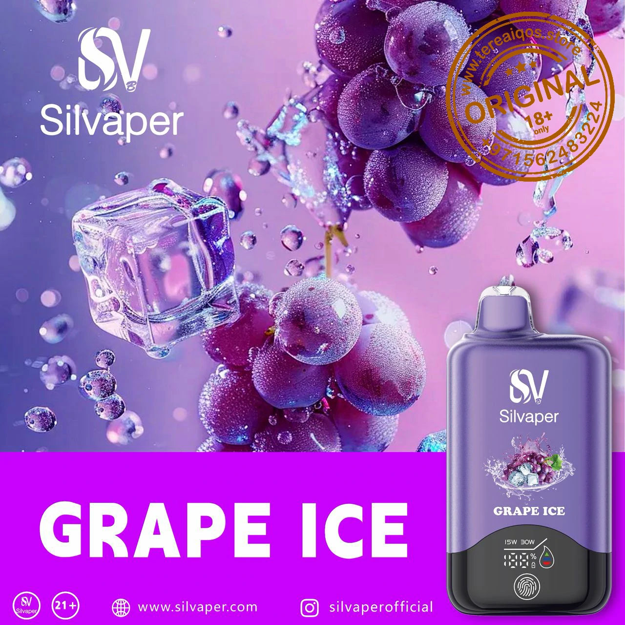Silvaper 15000 Puffs Non-Rechargeable Disposable Vape Grape Ice Flavor