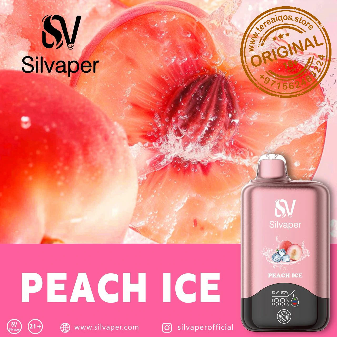 Silvaper 15000 Puffs Non-Rechargeable Disposable Vape Peach Ice Flavor