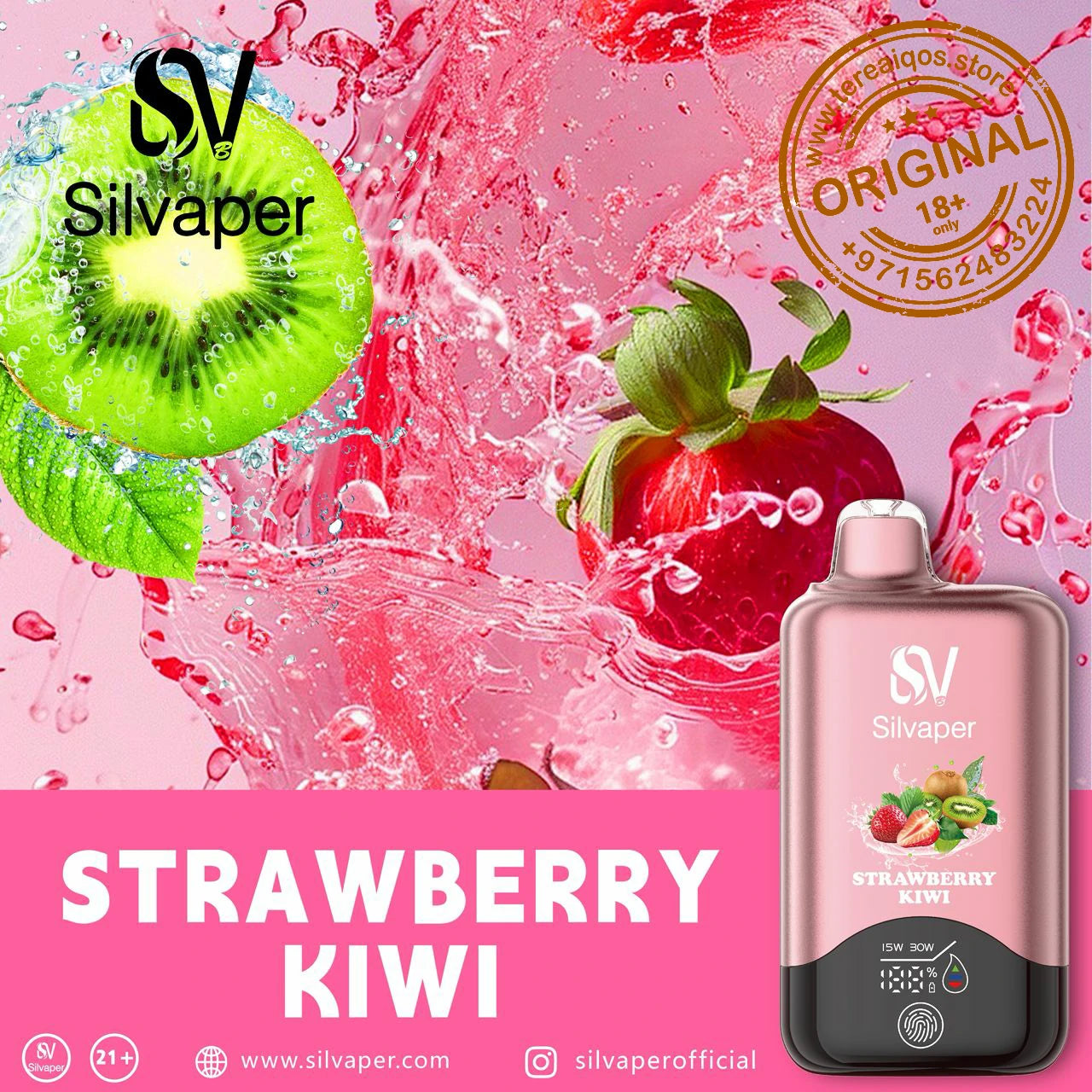 Silvaper 15000 Puffs Non-Rechargeable Disposable Vape Strawberry Kiwi Flavor
