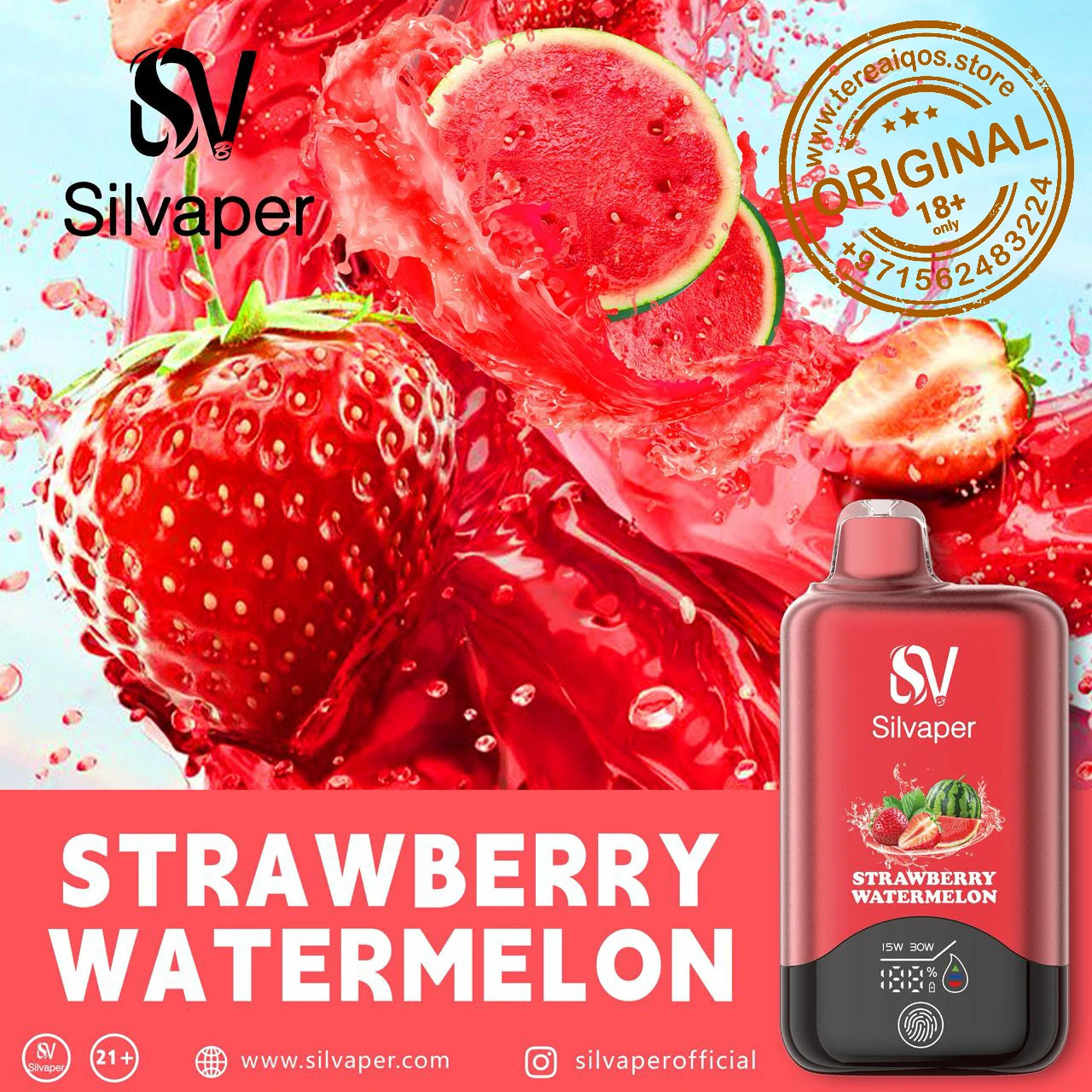 Silvaper 15000 Puffs Non-Rechargeable Disposable Vape Strawberry Watermelon Flavor