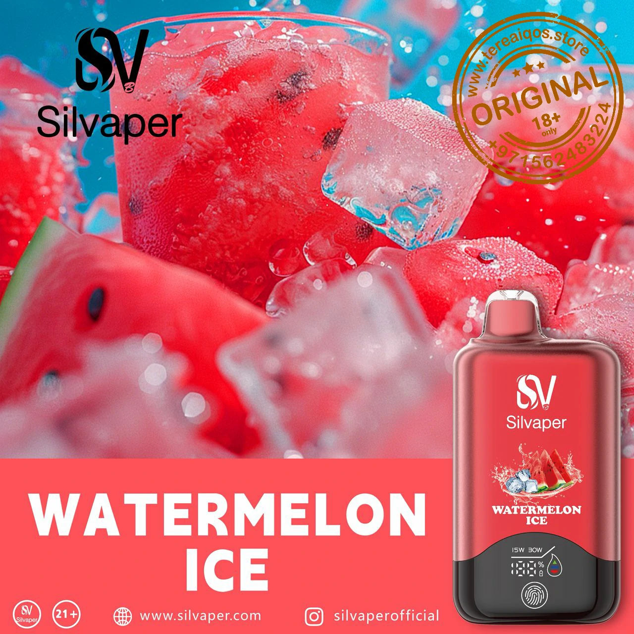 Silvaper 15000 Puffs Non-Rechargeable Disposable Vape Watermelon Ice Flavor