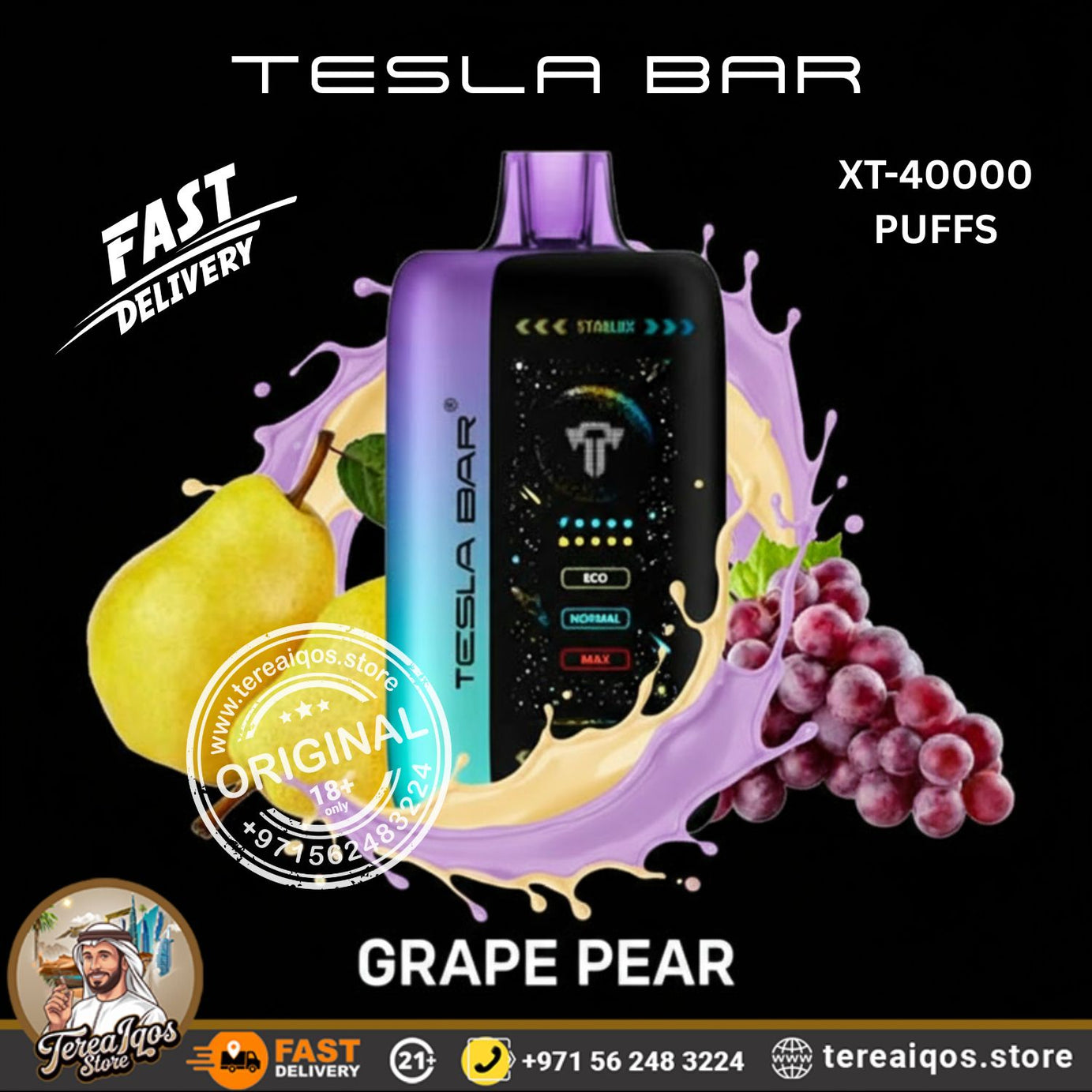 TESLA BAR XT 40000 Puffs Disposable Vape Grape Pear Flavor