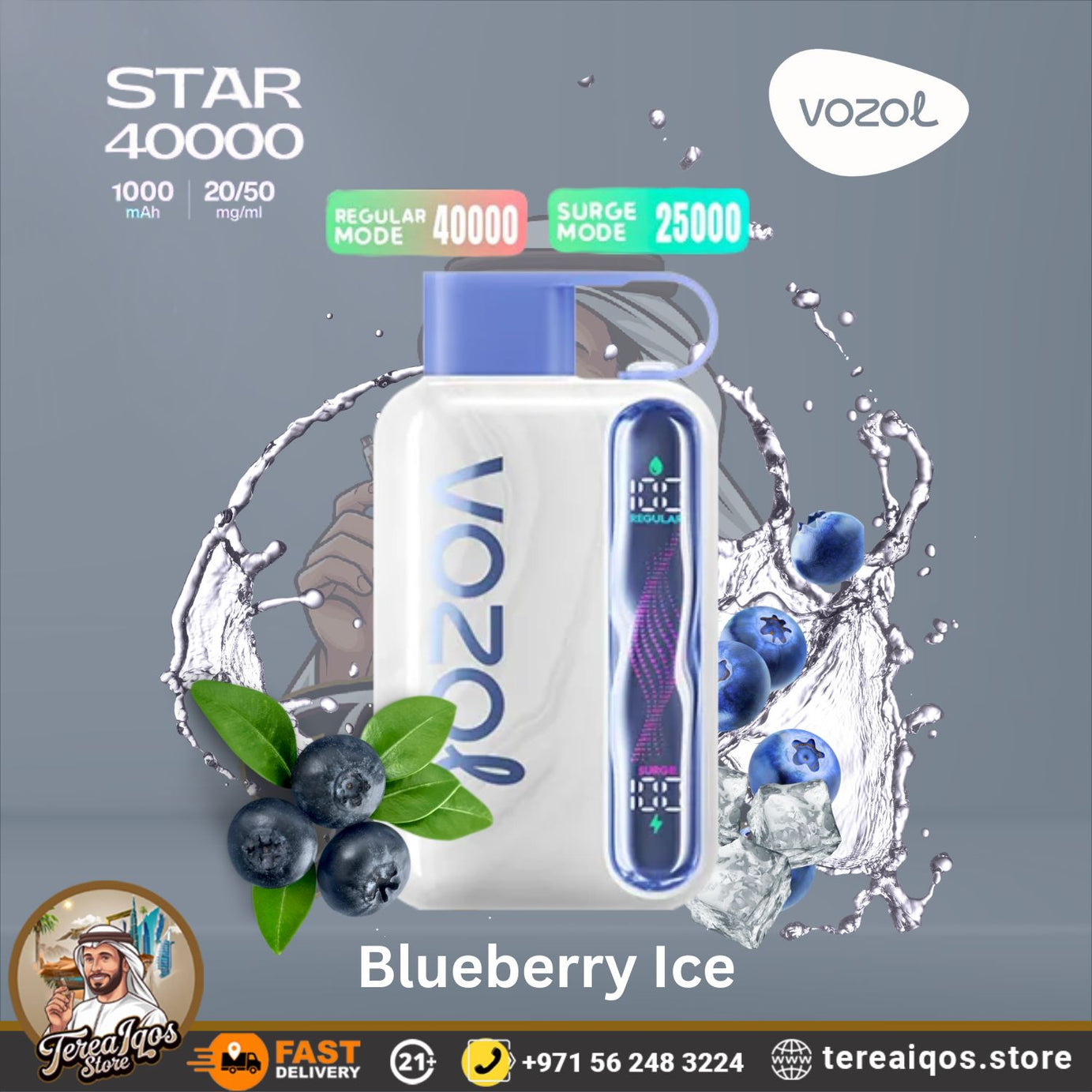 VOZOL Star 40000 vape device with blueberry Ice
