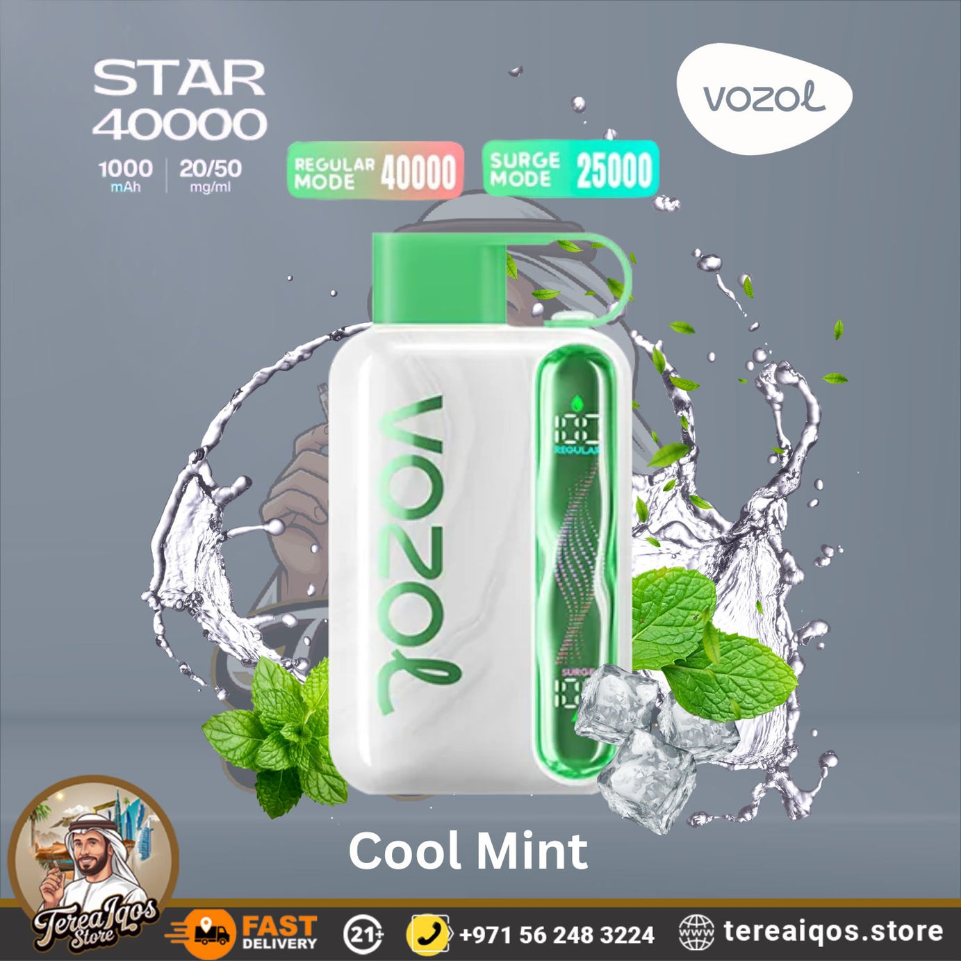 VOZOL Star 40000 vape device with Cool Mint Flavor