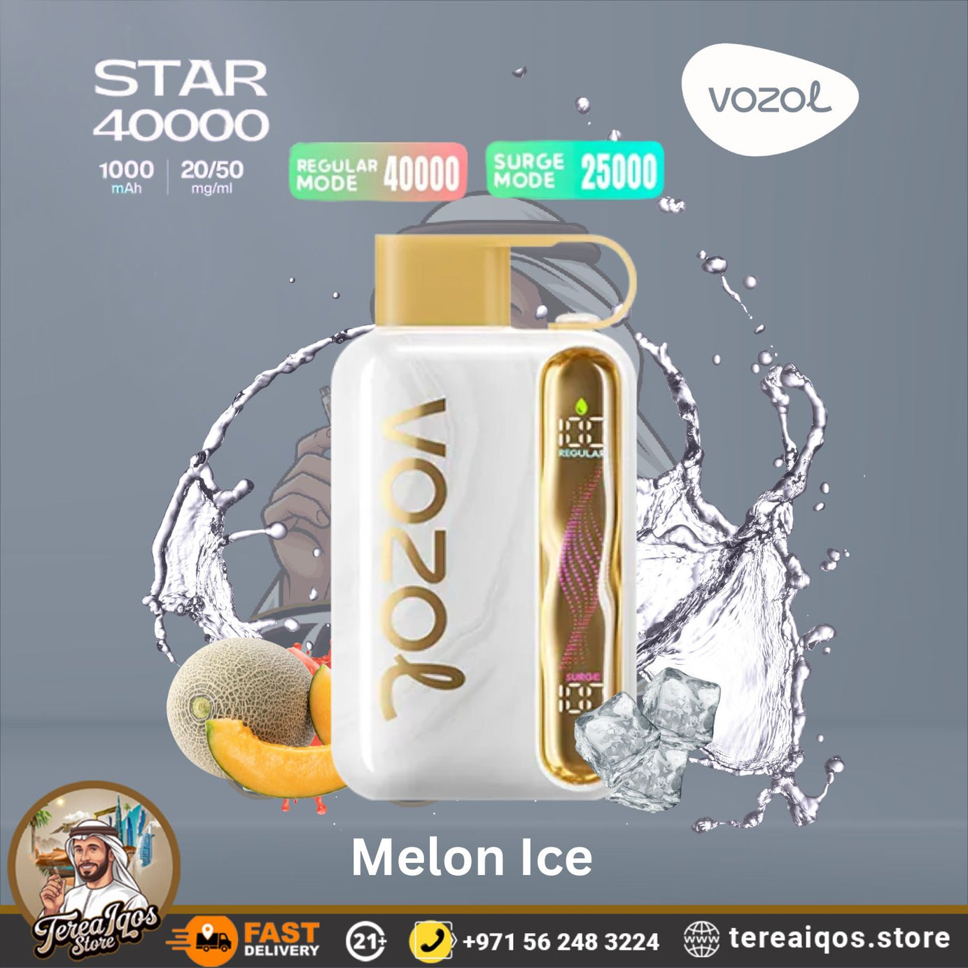 Vozol Star 40000 vape device with Melon Ice Flavor