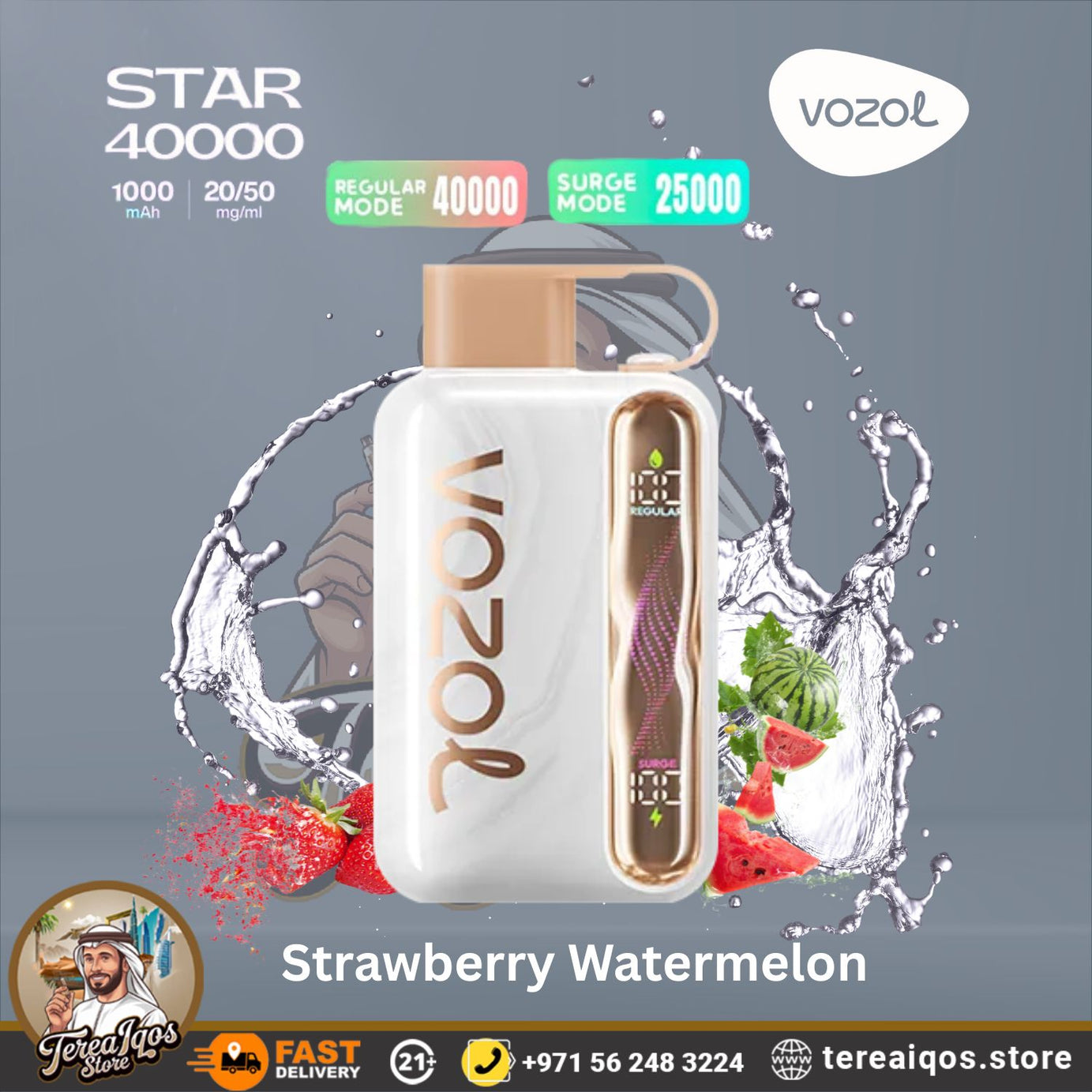 VOZOL Star 40000 vape device with strawberry watermelon flavor