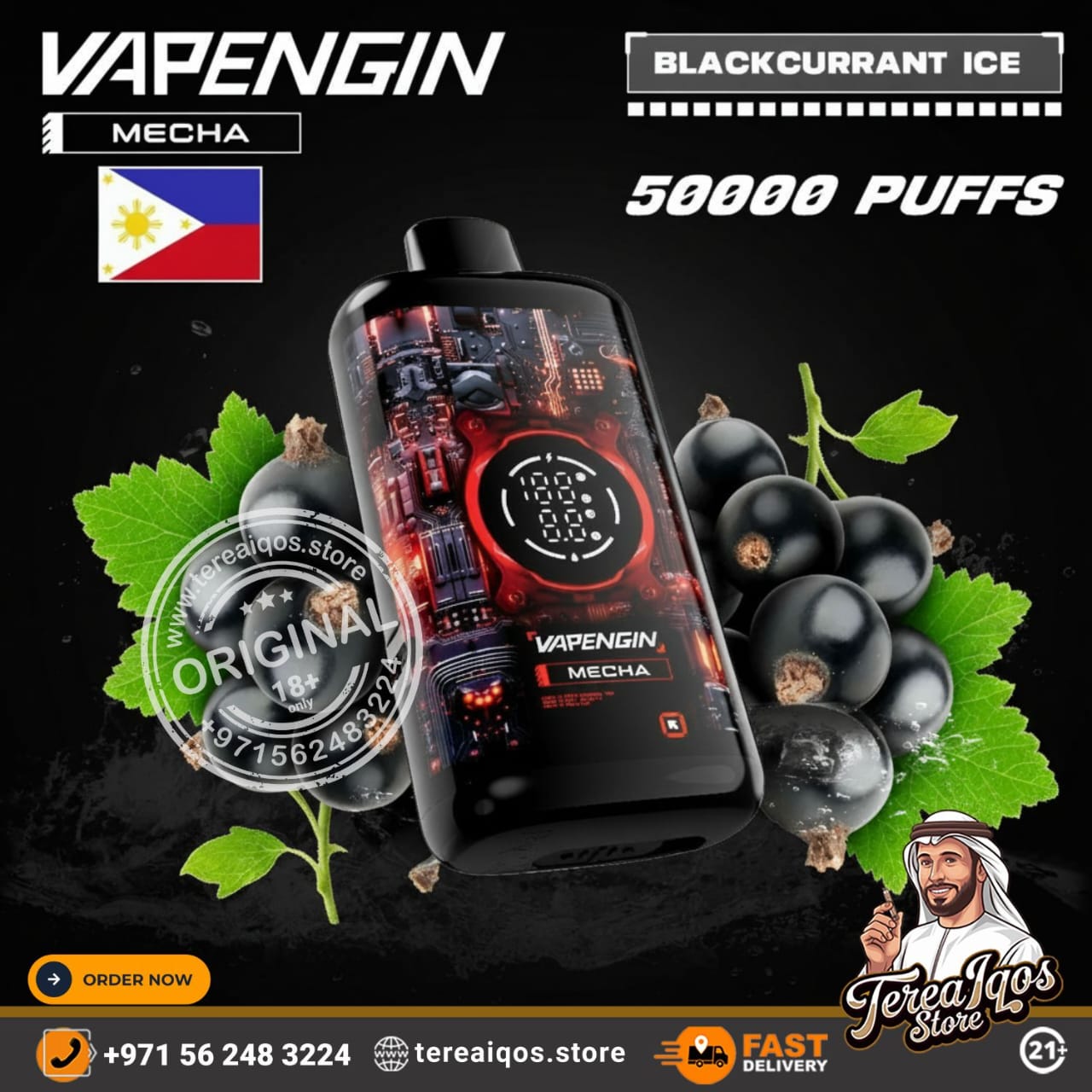 Vapengin Mecha 50000 Puffs Rechargeable Disposable Vape Black Currant Ice