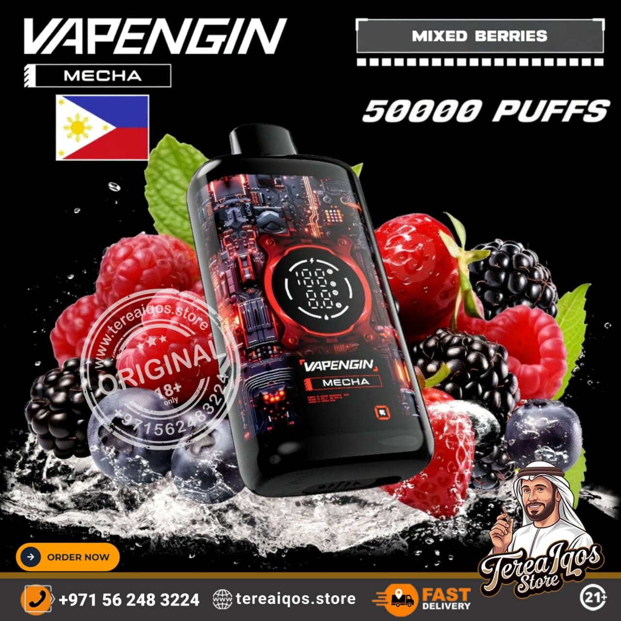 Vapengin Mecha 50000 Puffs Rechargeable Disposable Vape Mixed Berries 