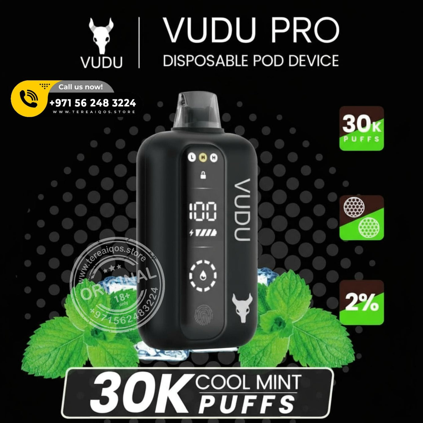 Vudu Pro 30,000 Puffs Disposable Vape Cool Mint Flavor