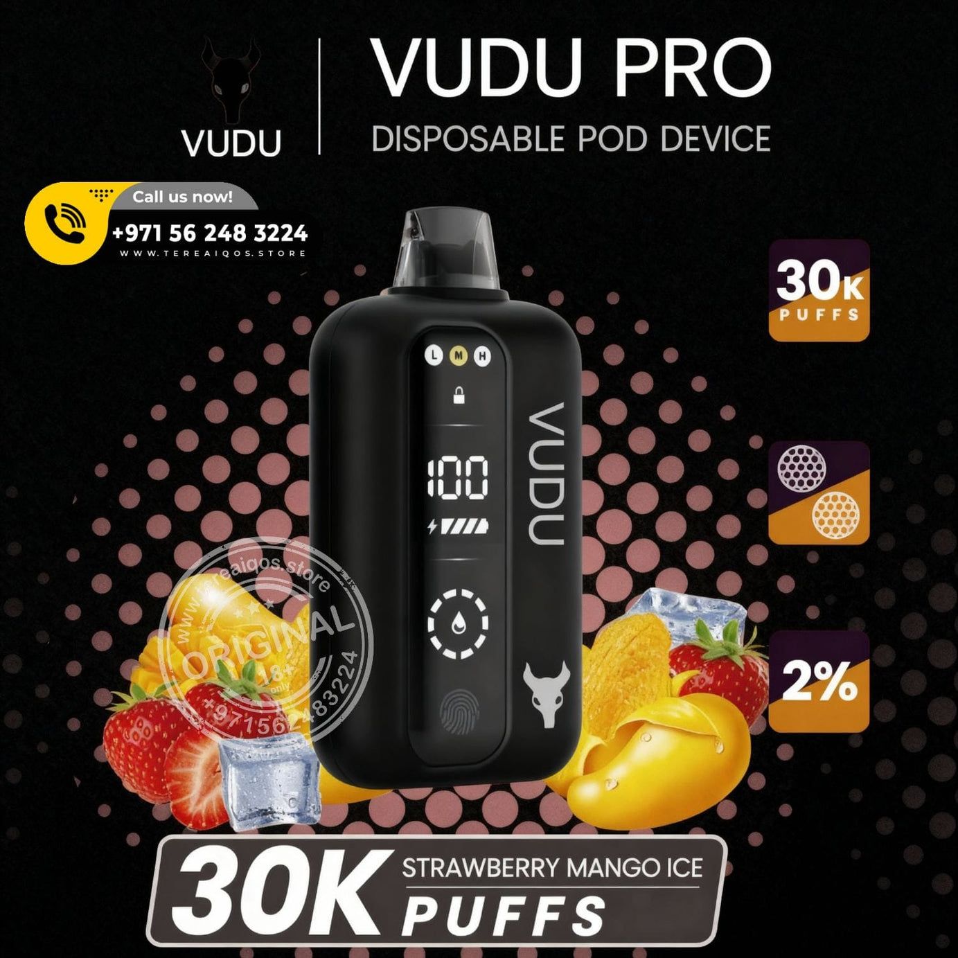 Vudu Pro 30,000 Puffs Disposable Vape Strawberry Mango Ice