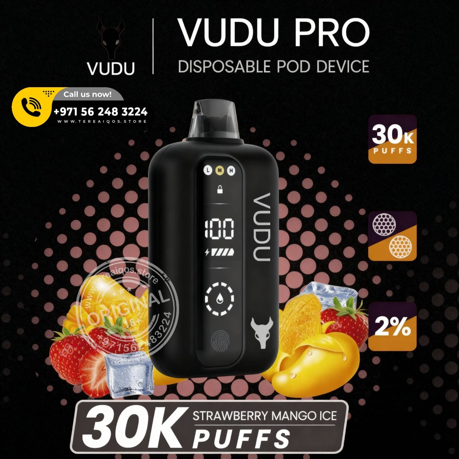 Vudu Pro 30,000 Puffs Disposable Vape Strawberry Mango Ice