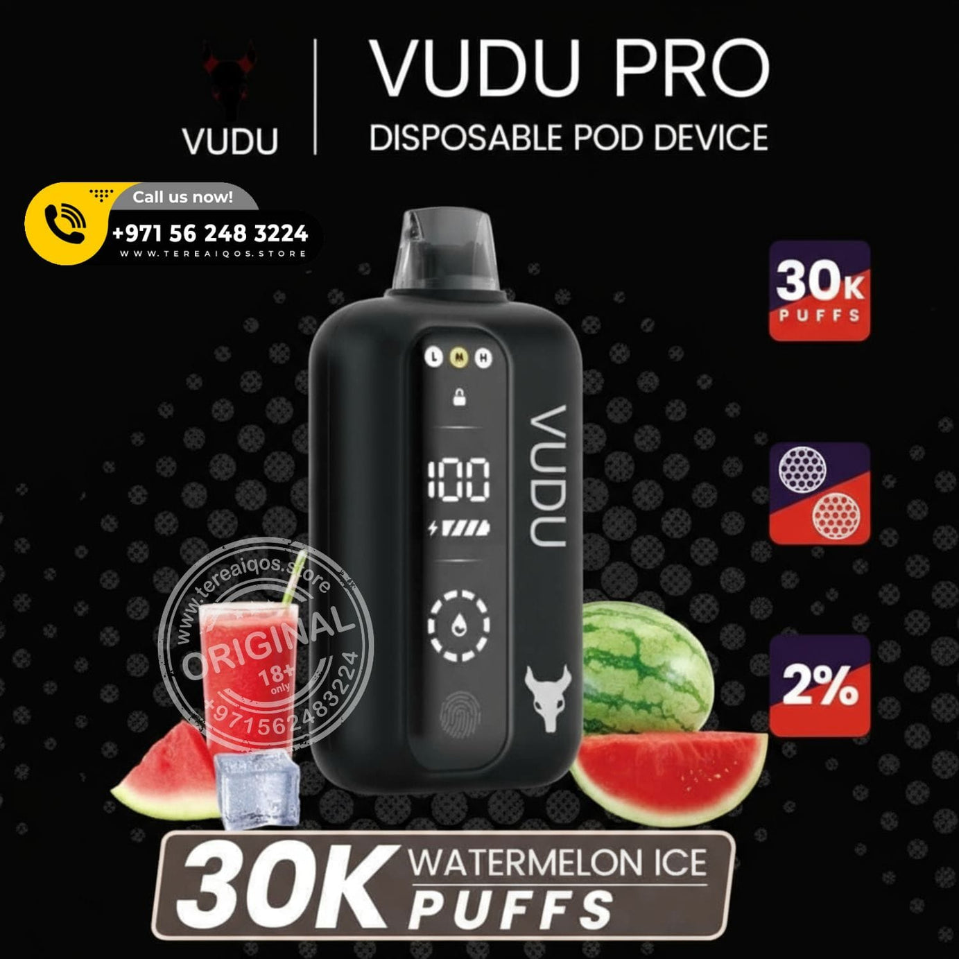 Vudu Pro 30,000 Puffs Disposable Vape Watermelon Ice Flavor